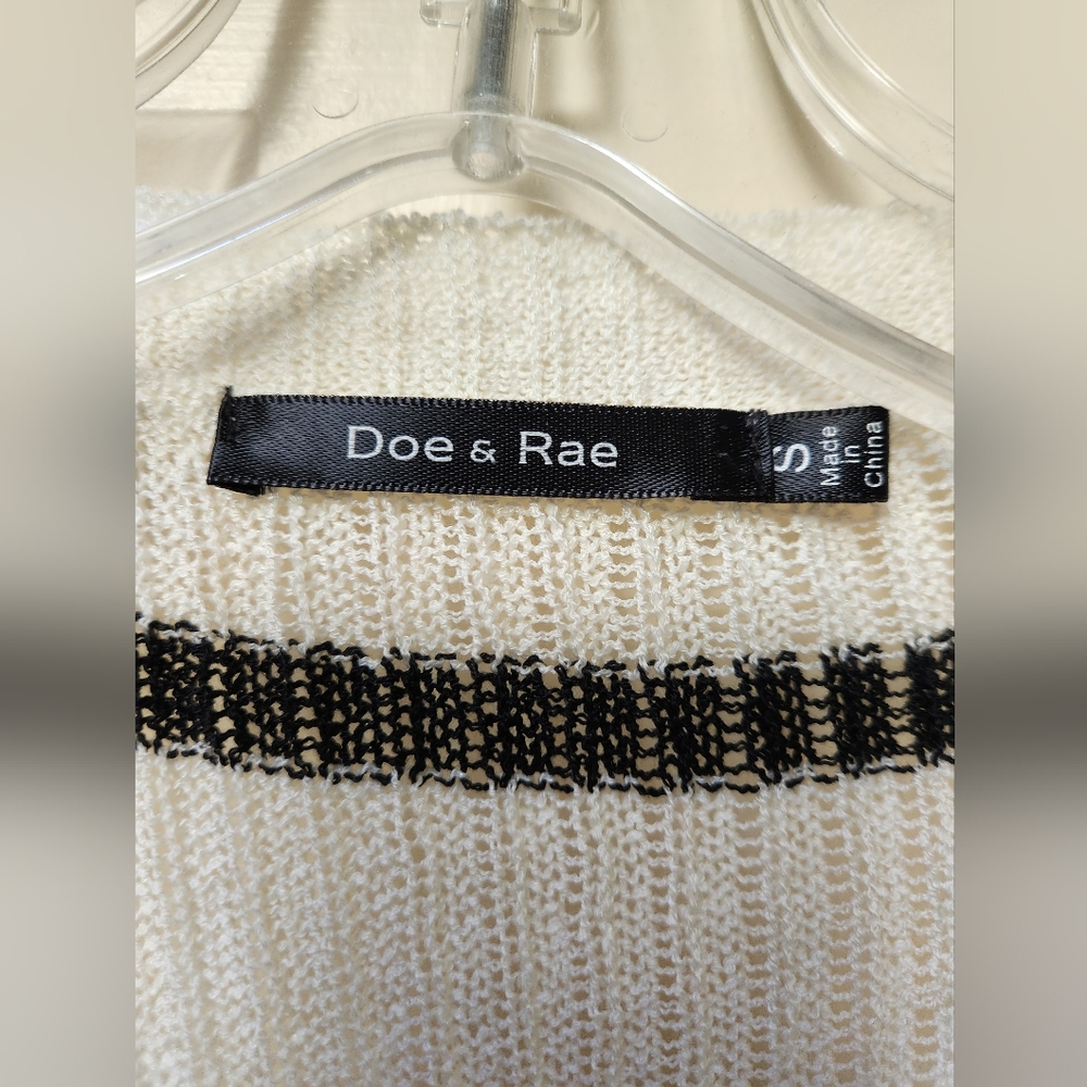 Doe and Rae Striped Black and Cream Women's Duster Cardigan, Small, NWOT - Picture 2 of 12